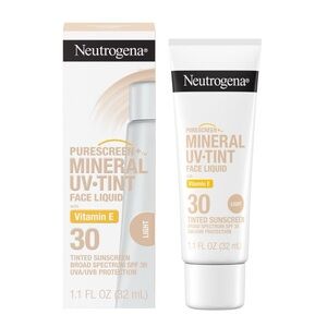 🆕 Neutrogena PureScreen Mineral UV Tint Face Liquid Light Sunscreen SPF30, Light